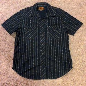 "Vintage" Early 2000s Arizona Skull Pattern Goth Steampunk Western Shirt Men's L